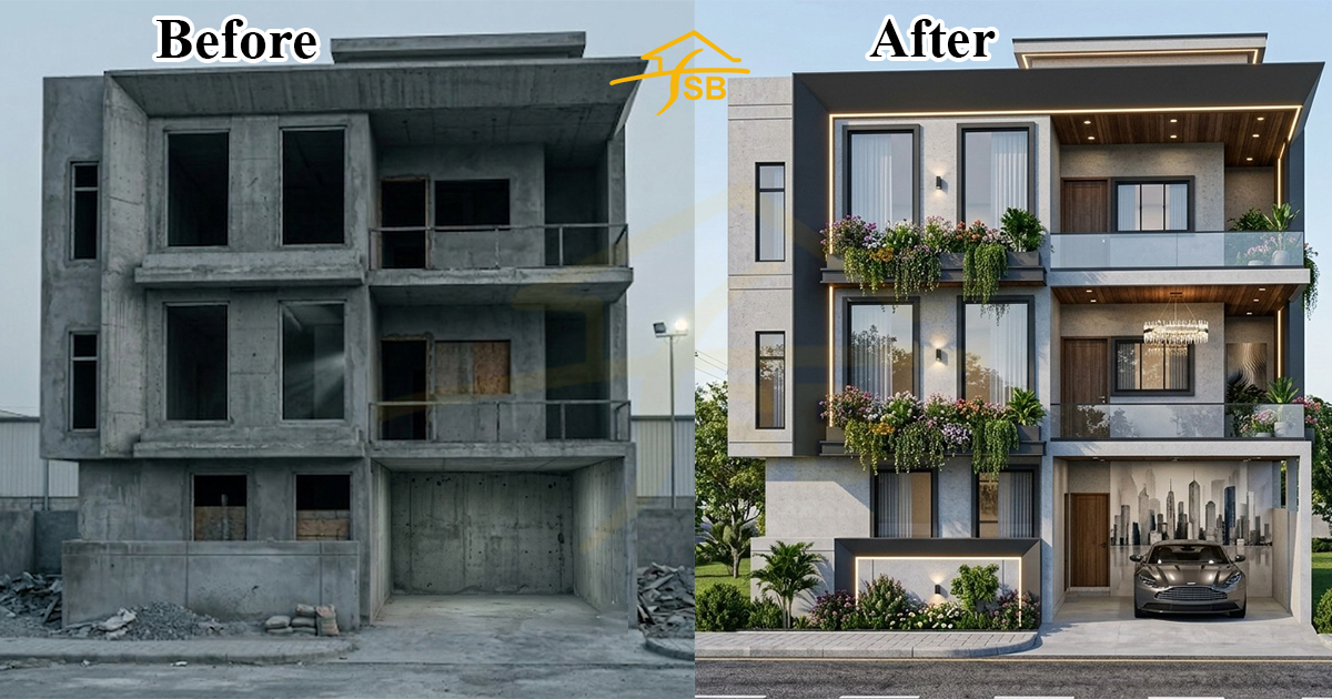 8 Marla House Design with Lawn